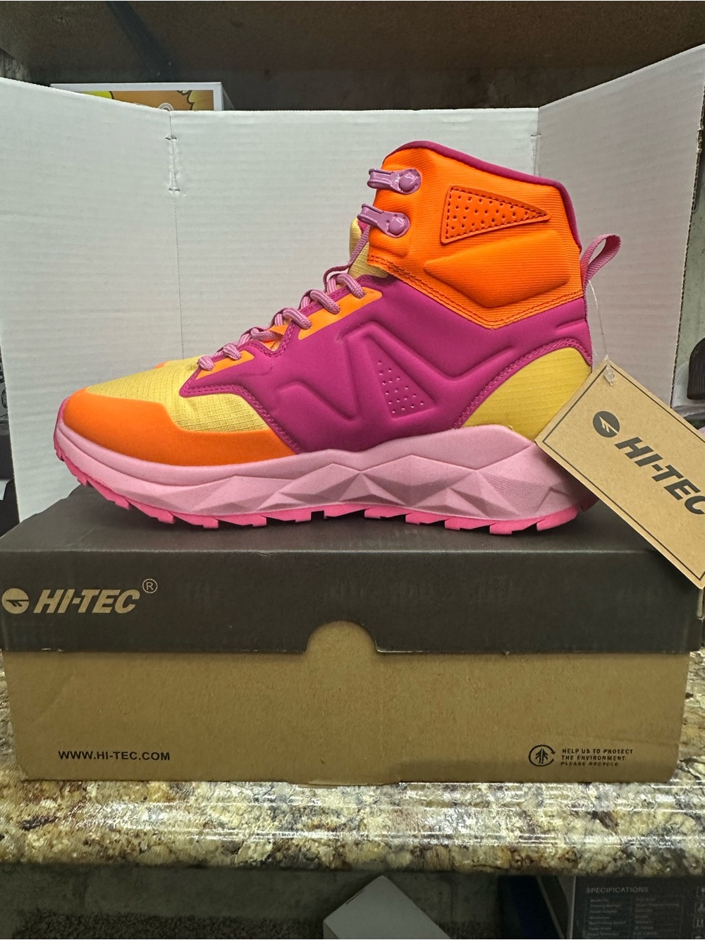 Hi-Tec Women's High-Top Sneaker — Pink, Orange & Yellow